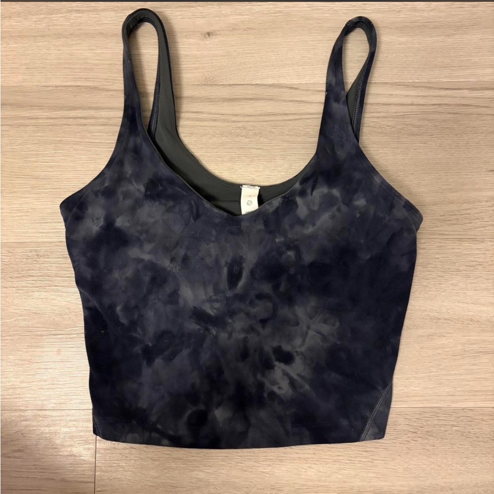 Women's Lululemon Navy Tie-Dye Cropped Tank Top